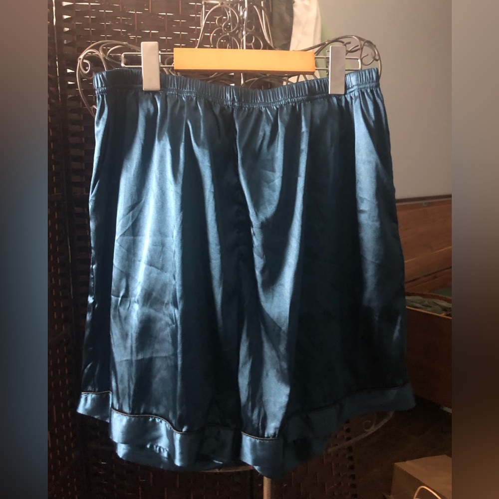 Satin Navy Blue Pajama Top - Picture 2 of 4